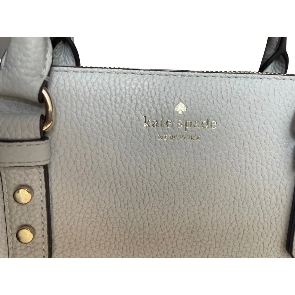 Kate Spade NY Staci Medium Satchel Light Grey Pebbled Leather Handbag WKRU6951 - Picture 2 of 5